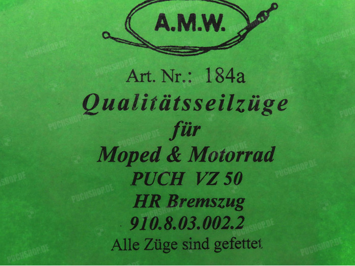Kabel Puch VZ50 remkabel achter lang A.M.W.